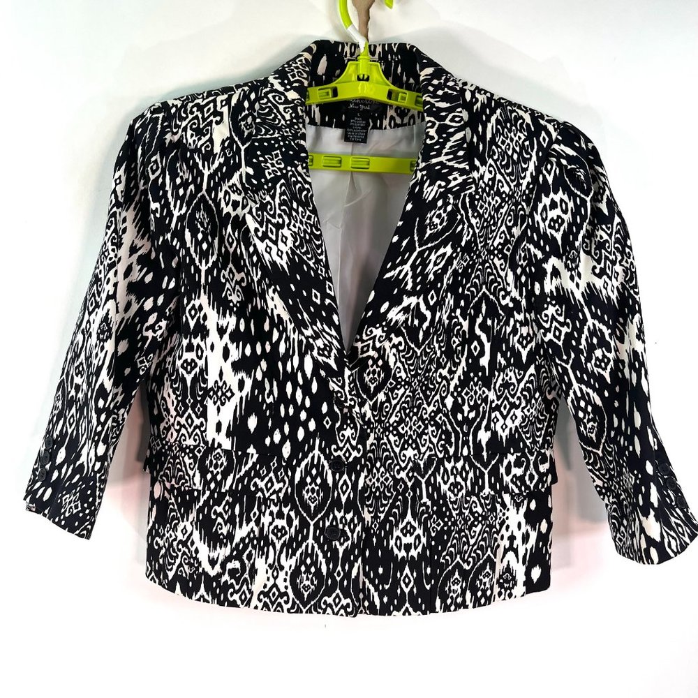 Vintage Katherine Womens 3/4 Sleeve Black White Blazer Jacket Size L